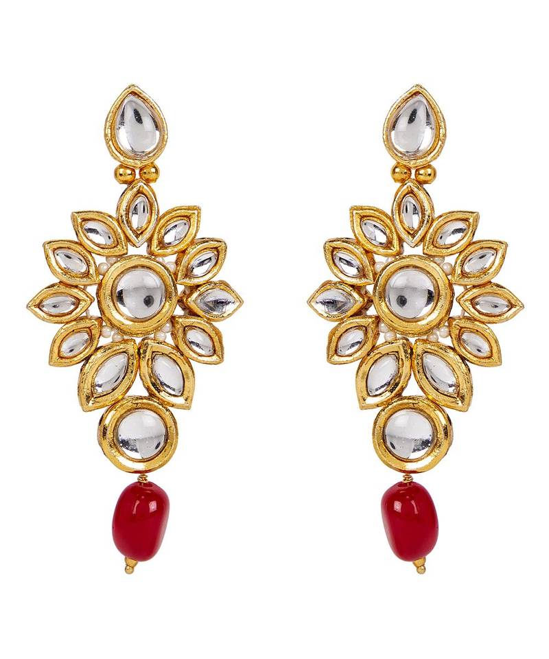 Red gold plated Yellow Gold Alloy   Necklace   Pair Earring   Maangtika