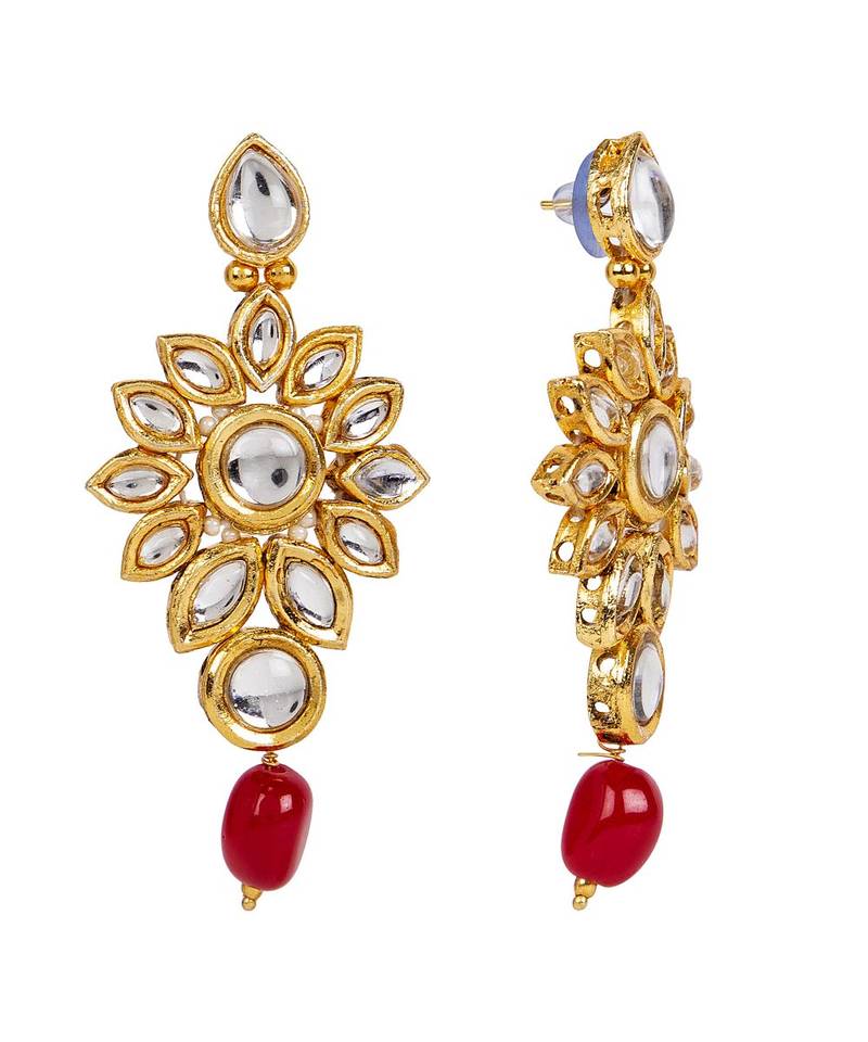 Red gold plated Yellow Gold Alloy   Necklace   Pair Earring   Maangtika