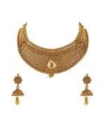 Gold gold plated Yellow Gold Alloy   Necklace   Pair Earring   Maangtika
