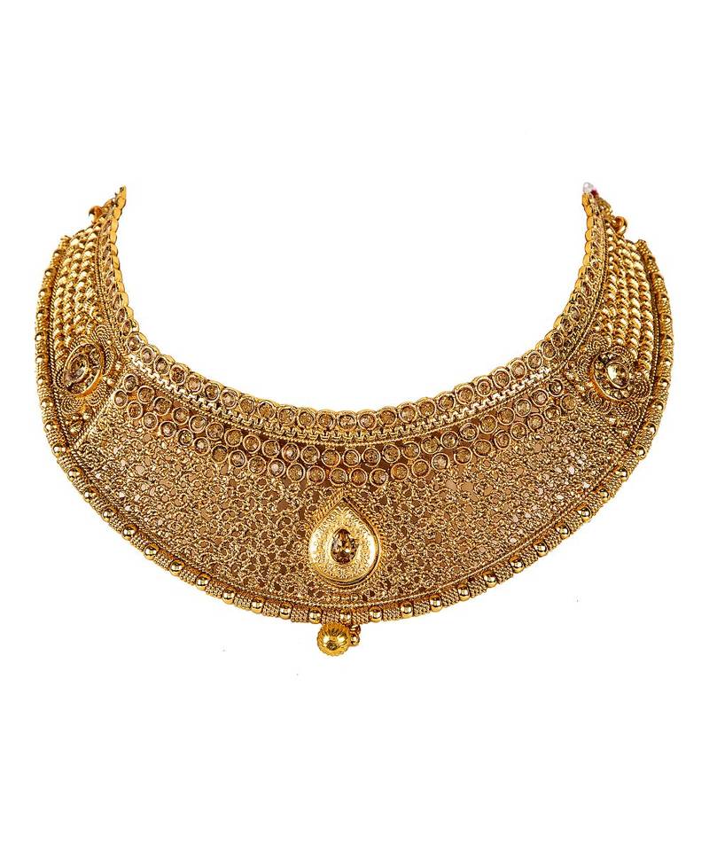 Gold gold plated Yellow Gold Alloy   Necklace   Pair Earring   Maangtika