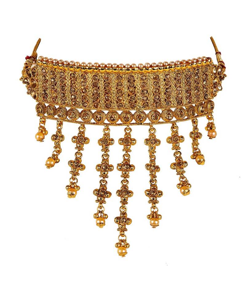 Gold gold plated Yellow Gold Alloy   Necklace   Pair Earring   Maangtika