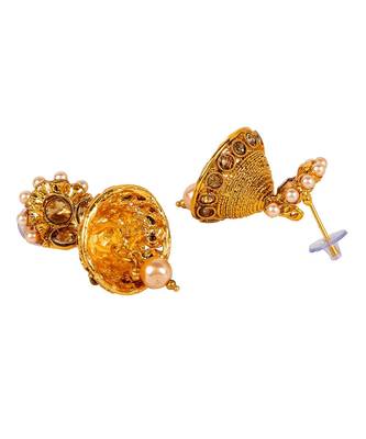 Gold gold plated Yellow Gold Alloy   Necklace   Pair Earring   Maangtika 5
