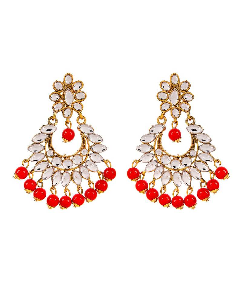 Red gold plated Yellow Gold Alloy   Necklace   Pair Earring   Maangtika