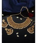 Gold gold plated Yellow Gold Alloy   Necklace   Pair Earring   Maangtika