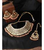 Orange gold plated Yellow Gold Alloy   Necklace   Pair Earring   Maangtika