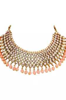 Orange gold plated Yellow Gold Alloy   Necklace   Pair Earring   Maangtika