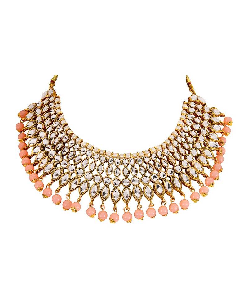 Orange gold plated Yellow Gold Alloy   Necklace   Pair Earring   Maangtika