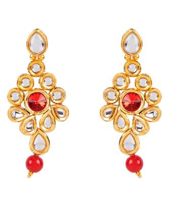 Red gold plated Yellow Gold Alloy   Necklace   Pair Earring   Maangtika 5