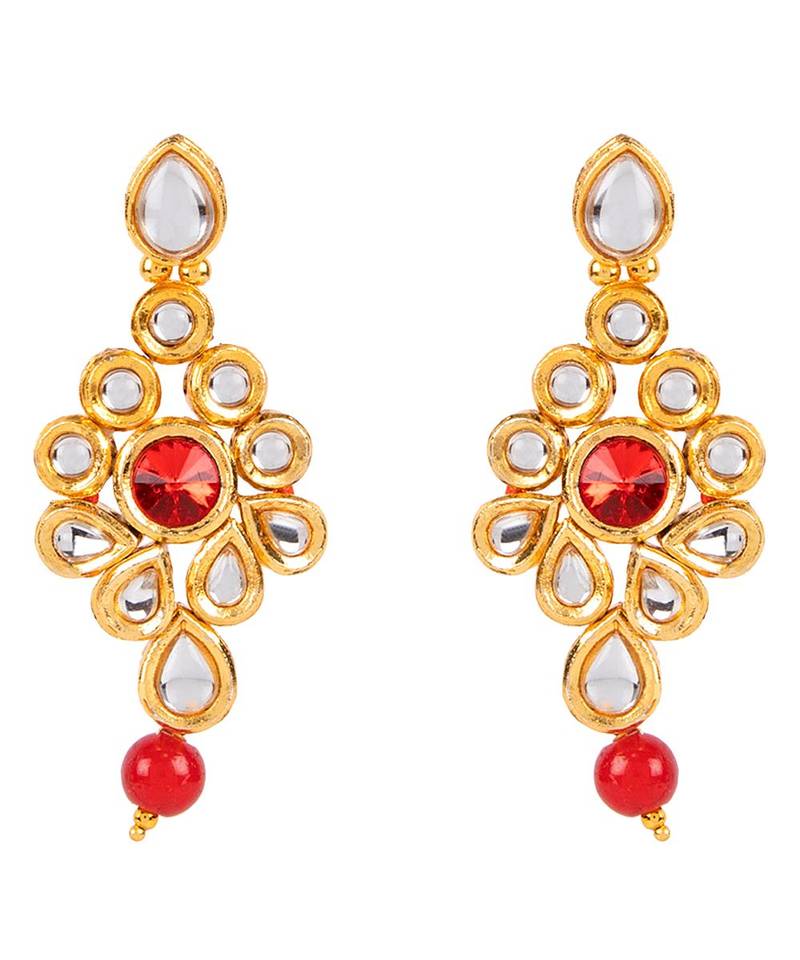 Red gold plated Yellow Gold Alloy   Necklace   Pair Earring   Maangtika
