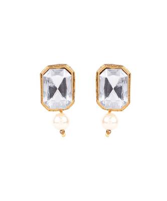 White gold plated Yellow Gold Alloy   Necklace   Pair Earring   Maangtika 2