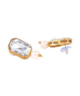 White gold plated Yellow Gold Alloy   Necklace   Pair Earring   Maangtika 4