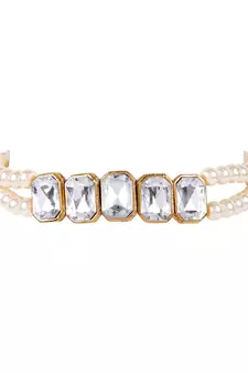 White gold plated Yellow Gold Alloy   Necklace   Pair Earring   Maangtika