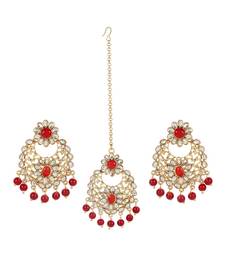 Maroon gold plated Yellow Gold Alloy   Pair Earring   Maagtika