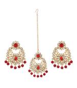 Maroon gold plated Yellow Gold Alloy   Pair Earring   Maagtika