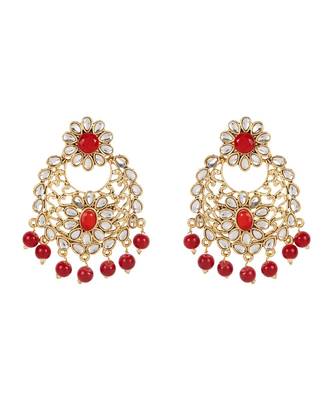 Maroon gold plated Yellow Gold Alloy   Pair Earring   Maagtika 2