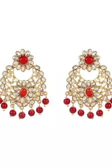 Maroon gold plated Yellow Gold Alloy   Pair Earring   Maagtika