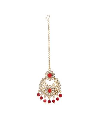 Maroon gold plated Yellow Gold Alloy   Pair Earring   Maagtika 3