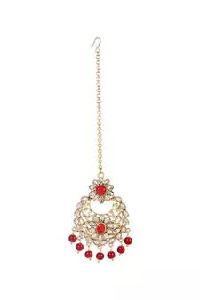 Maroon gold plated Yellow Gold Alloy   Pair Earring   Maagtika