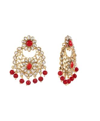 Maroon gold plated Yellow Gold Alloy   Pair Earring   Maagtika 4