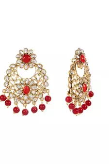 Maroon gold plated Yellow Gold Alloy   Pair Earring   Maagtika