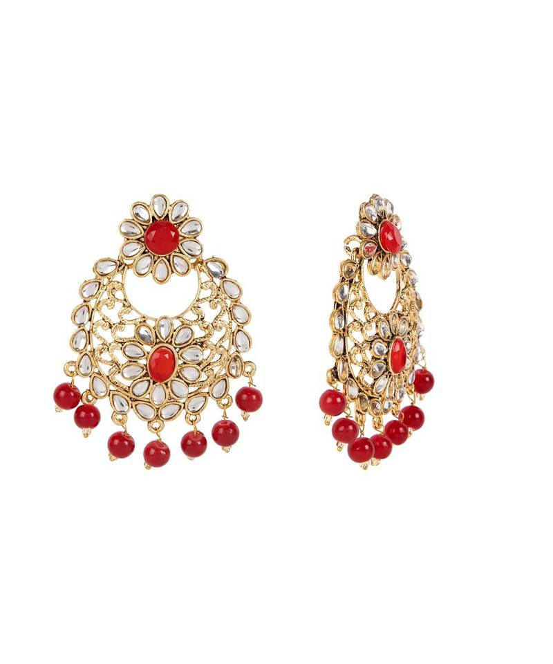 Maroon gold plated Yellow Gold Alloy   Pair Earring   Maagtika