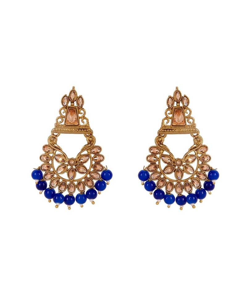 Blue gold plated Yellow Gold Alloy   Pair Earring   Maagtika