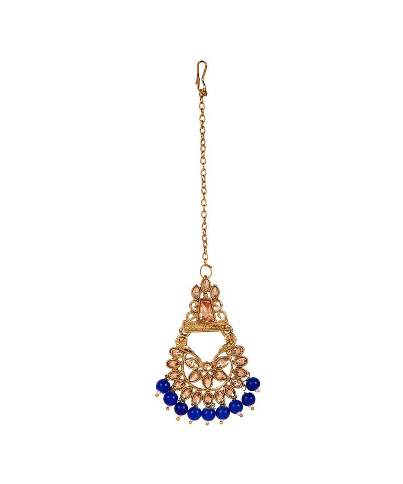 Blue gold plated Yellow Gold Alloy   Pair Earring   Maagtika