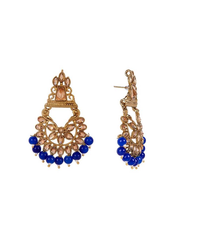 Blue gold plated Yellow Gold Alloy   Pair Earring   Maagtika