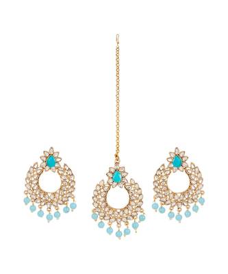 Turquoise gold plated Yellow Gold Alloy   Pair Earring   Maagtika 1