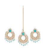 Turquoise gold plated Yellow Gold Alloy   Pair Earring   Maagtika
