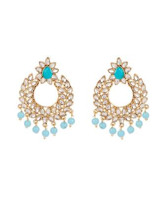 Turquoise gold plated Yellow Gold Alloy   Pair Earring   Maagtika 2