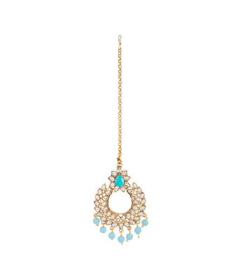 Turquoise gold plated Yellow Gold Alloy   Pair Earring   Maagtika 3