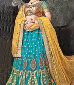 Blue Embroidered Net Lehenga With Blouse