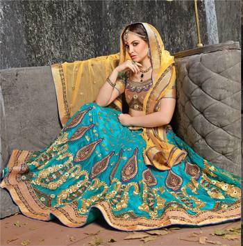 Blue Embroidered Net Lehenga With Blouse 2