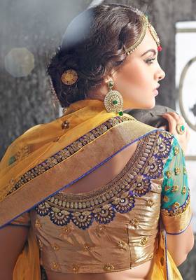 Blue Embroidered Net Lehenga With Blouse 3
