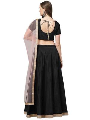 Latest Designer Taffeta Satin Black Lehenga Choli 2