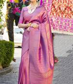 Magenta woven silk saree with blouse