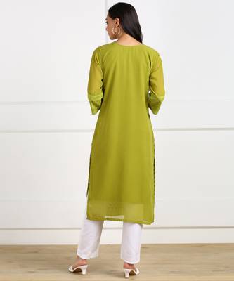 Green embroidered georgette chikankari-kurtis 2