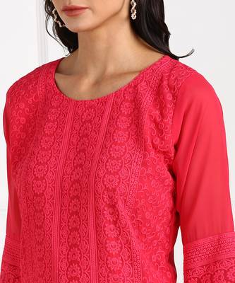 Pink embroidered georgette chikankari-kurtis 5