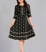 Black woven rayon ethnic-kurtis
