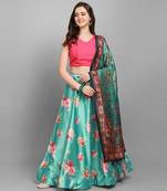  Women's Silk Blend Semi-stitched Lehenga Choli 