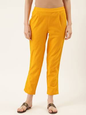 Mustard Cotton Plain   Pant 1