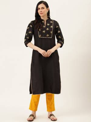 Mustard Cotton Plain   Pant 4