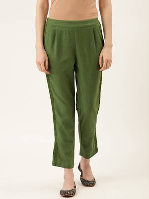 Olive Cotton Plain   Pant 1
