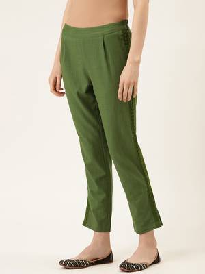 Olive Cotton Plain   Pant 2