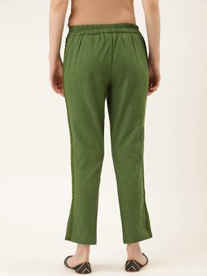 Olive Cotton Plain   Pant 3