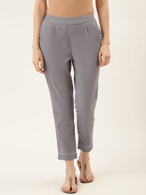 Grey Cotton Plain   Pant 1
