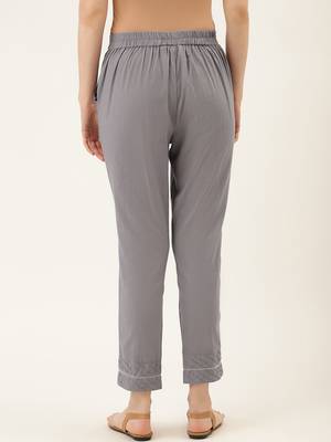 Grey Cotton Plain   Pant 3