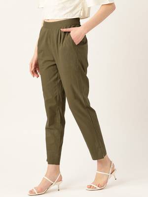 Olive  Cotton Plain   Pant 2