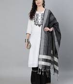White cotton Solid   Kurta     Palazzo
